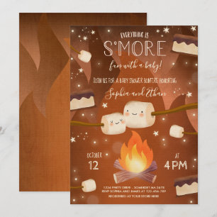 S'more Genderneutraal Bonfire Baby shower Kaart