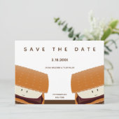 S'more Illustration Whimsical Wedding White Brown Save The Date (Staand voorkant)