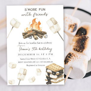 S'more Leuke Campfire Verjaardagsuitnodiging Kaart