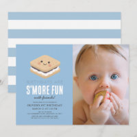 S'more Leuke Kawaii Blauwe Jongen 1e Verjaardag Fo