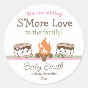 S'more Liefde baby shower gender onthullen Ronde Sticker
