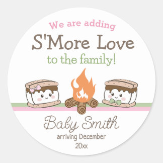 S'more Liefde baby shower gender onthullen Ronde Sticker