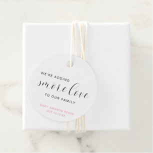 Smore Liefde Roze Meisje Elegant Baby shower Bedankjes Labels