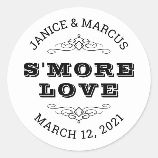 S'more Liefde Stickers, Smore Favor Stickers (Voorkant)