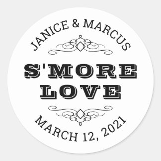 S'more Liefdesstickers, Smore Favor Stickers