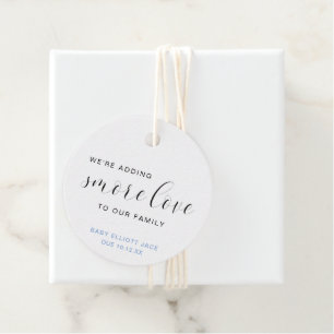 Smore Love Blue Boy Elegant Baby shower Bedankjes Labels