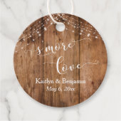 "S'More Love" Rustiek hout & lichte snaren Bedankjes Labels (Voorkant)