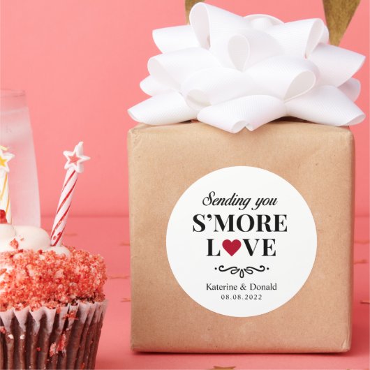 S'more Love Wedding Classic Round Sticker (Feest)