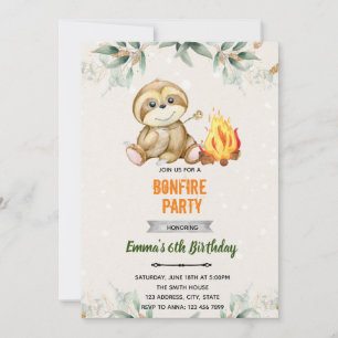 S'more luiaard slaapfeest uitnodiging