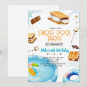 S'more pool birthday party invitation (Devant / Derrière)