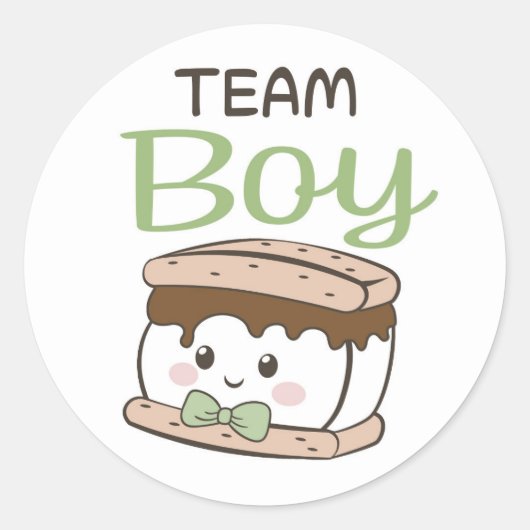 S'more Team Boy sticker met salie groen boog strop (Voorkant)