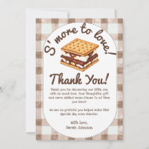 S'more To Love Bruine Gingham Baby Shower Bedankka