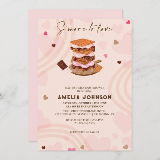 S'more to Love hart roze valentijnen Baby shower Kaart (Voorkant / Achterkant)
