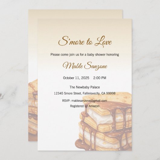 S'more to Love Invitation, Baby shower Kaart (Voorkant / Achterkant)