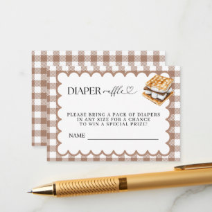 S'More to Love Preppy Bruine Geruite Luierloterij Informatiekaartje