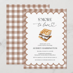 S'More to Love Voorpret Bruine Geruite Baby Shower Kaart