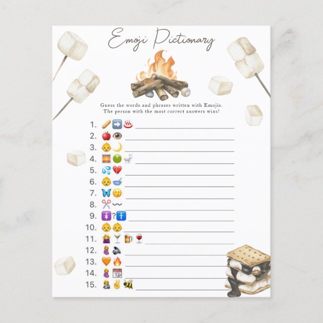 S'more vreugdevuur baby shower Emoji afbeelding sp (Voorkant)