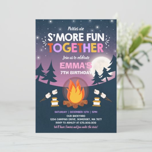 S'mores Anniversaire Invitation S'mores Bonfire Pa (Debout devant)
