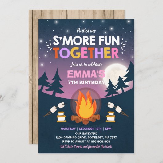S'mores Anniversaire Invitation S'mores Bonfire Pa (Devant / Derrière)