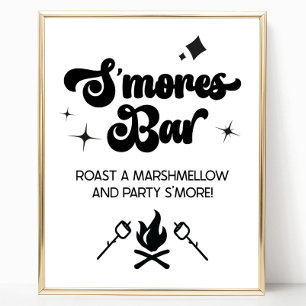 S'Mores Bar Marshmallow Roast Let's Party Sign Poster