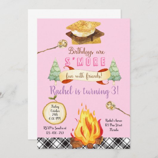 Smores Birthday Invitation, S'mores Invitation (Devant / Derrière)
