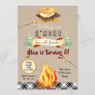 Smores Birthday Invitation, S'mores Invitation Kaart