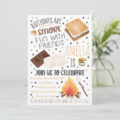 Smores Birthday Invitation, Smores Invitation Kaart (Staand voorkant)