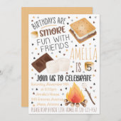 Smores Birthday Invitation, Smores Invitation Kaart (Voorkant / Achterkant)