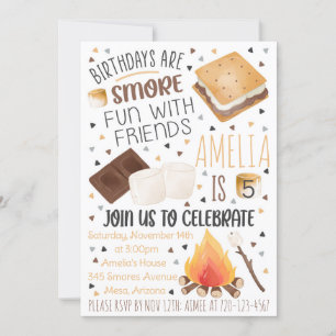 Smores Birthday Invitation, Smores Invitation Kaart