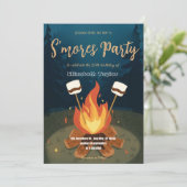 S'mores Birthday Party Invitation – Cozy Campfire (Debout devant)