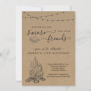 S'mores Birthday Party Invitation Kaart