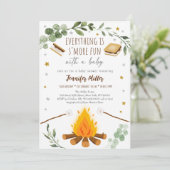 S'mores Campfire Bonfire Greenery Baby shower Kaart (Staand voorkant)