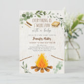 S'mores Campfire Bonfire Greenery Baby shower Kaart (Staand voorkant)