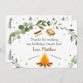 S'mores Campfire Greenery Birthday Bedankt (Voorkant / Achterkant)
