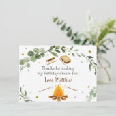 S'mores Campfire Greenery Birthday Bedankt (Staand voorkant)