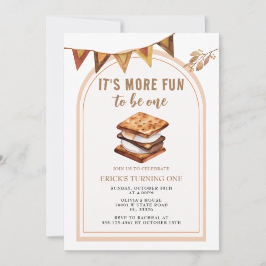 Smores Camping Arc 1er anniversaire Invitation (Devant)