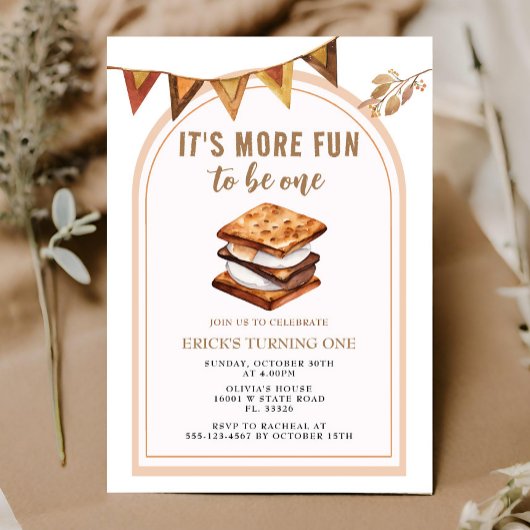 Smores Camping Arc 1er anniversaire Invitation
