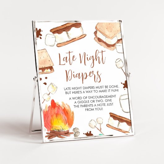 S'mores Camping Baby shower Late Night Luiers Poster
