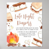 S'mores Camping Baby shower Late Night Luiers Poster (Voorkant)