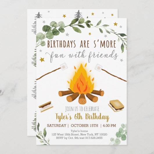 S'mores Camping Campfire Bonfire Birthday Kaart (Voorkant / Achterkant)