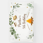 S'mores Camping Campfire Greenery Birthday Spandoek (Verticaal)