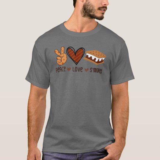 Smores Funny Camping Campfire - Peace Love and S'm T-shirt (Voorkant)