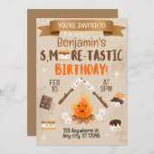 S'mores Invitation de fête d'anniversaire pour enf (Devant / Derrière)