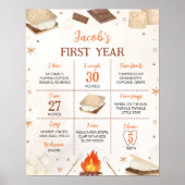 S'mores kampvuur eerste jaar mijlpaal teken poster (Voorkant)