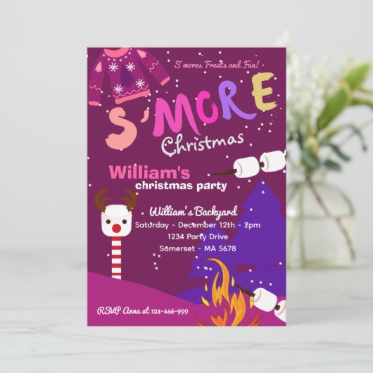 S'mores Kerstfeest S'mores Camping Kerstmis Kaart (Staand voorkant)