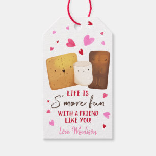 S'mores Pink Hearts Valentijnsdag Cadeaulabel