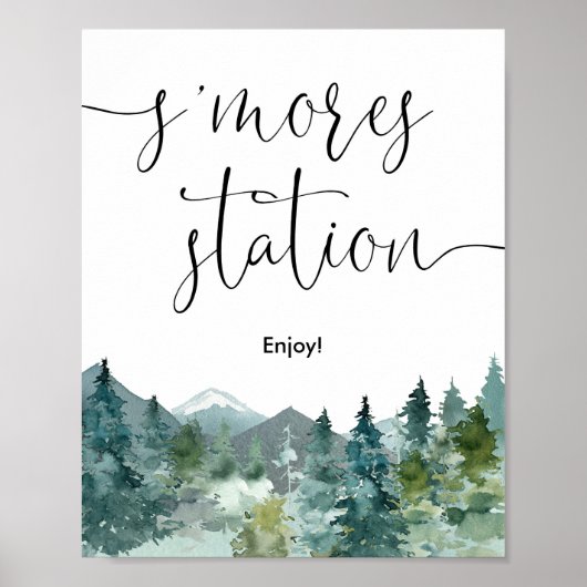 S'mores station smores bar rustige bergen poster (Voorkant)