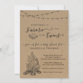 S'mores Twins Baby shower Invitation (Devant)