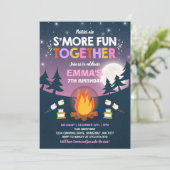 S'mores Verjaardag Uitnodiging S'mores Bonfire Par (Staand voorkant)