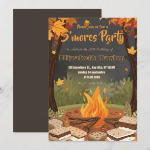 S'mores verjaardagsfeest uitnodiging – Knus kampvu